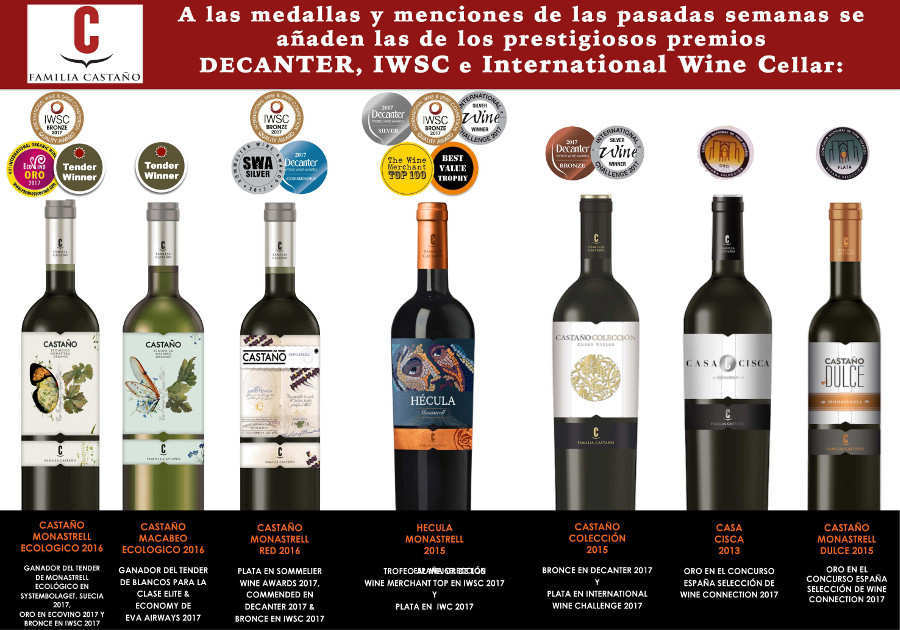 Bodegas Castaño obtiene los premios DECANTER, IWSC y International Wine Celler
