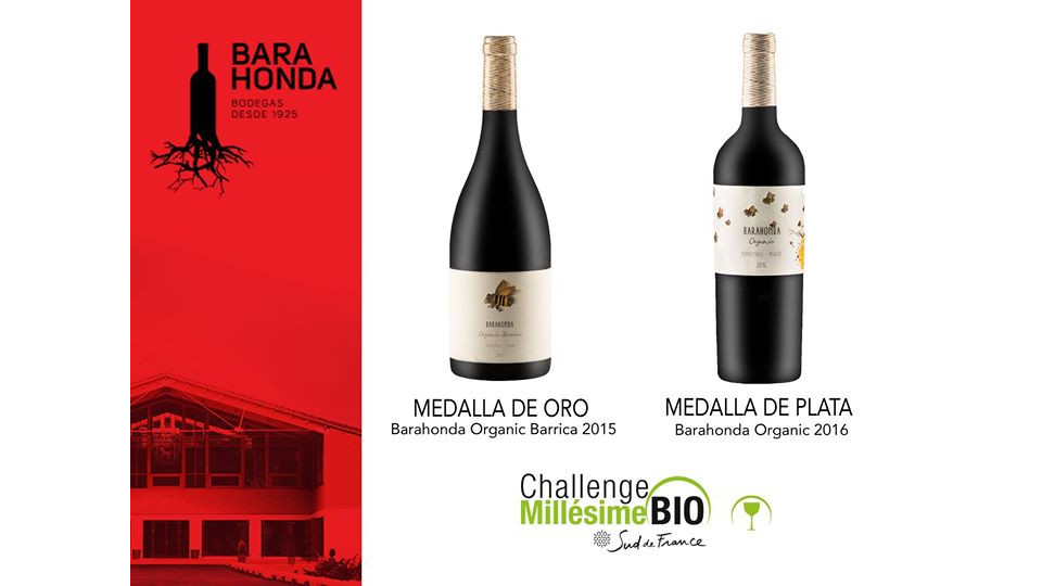 medallas de oro y plata para los vinos Barahonda Organic en el Challenge Millésime Bio 2018 que se celebra en Montpellier