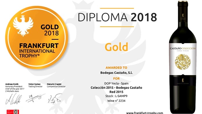 Dos oros y una plata para Bodegas Castaño en el ‘Frankfurt Wine Trophy 2018’