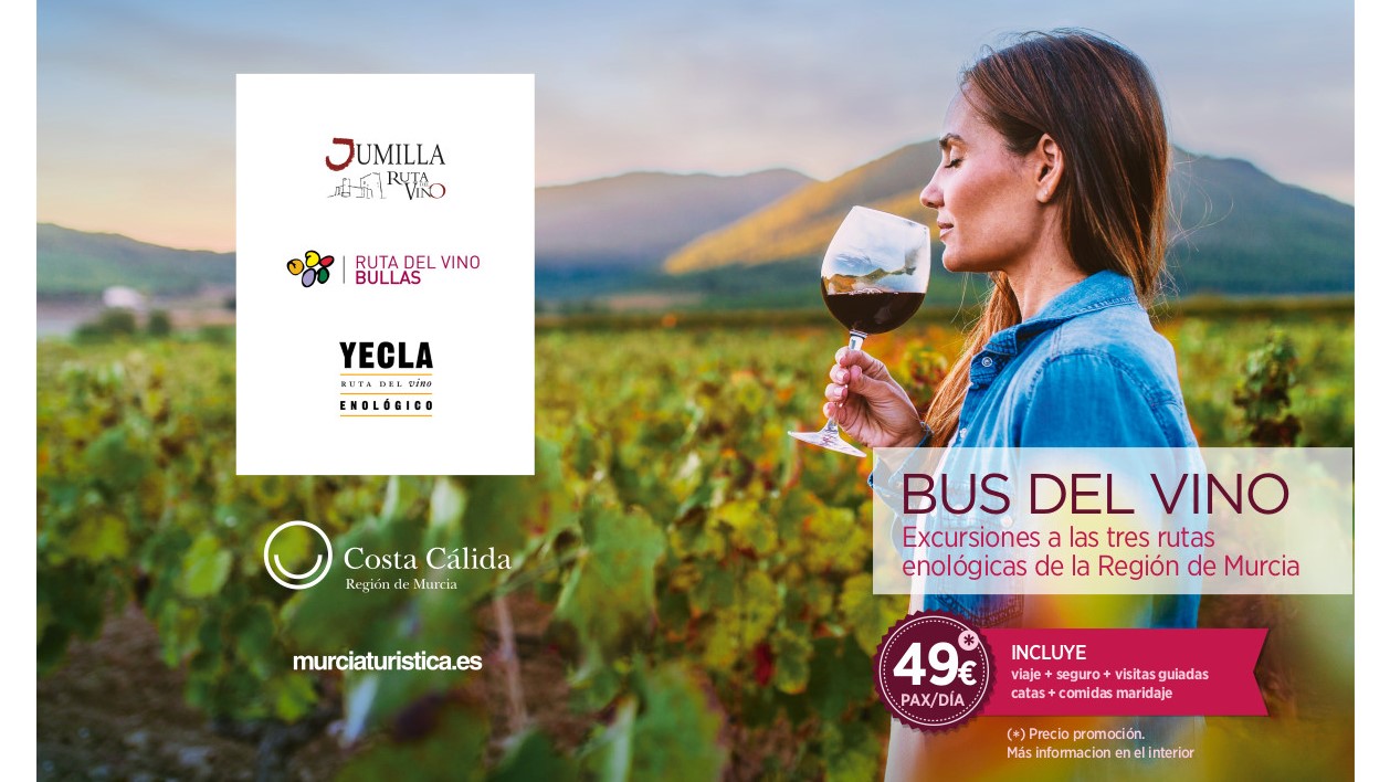 el Bus del vino a la Ruta del vino de Yecla el próximo 22 de junio.