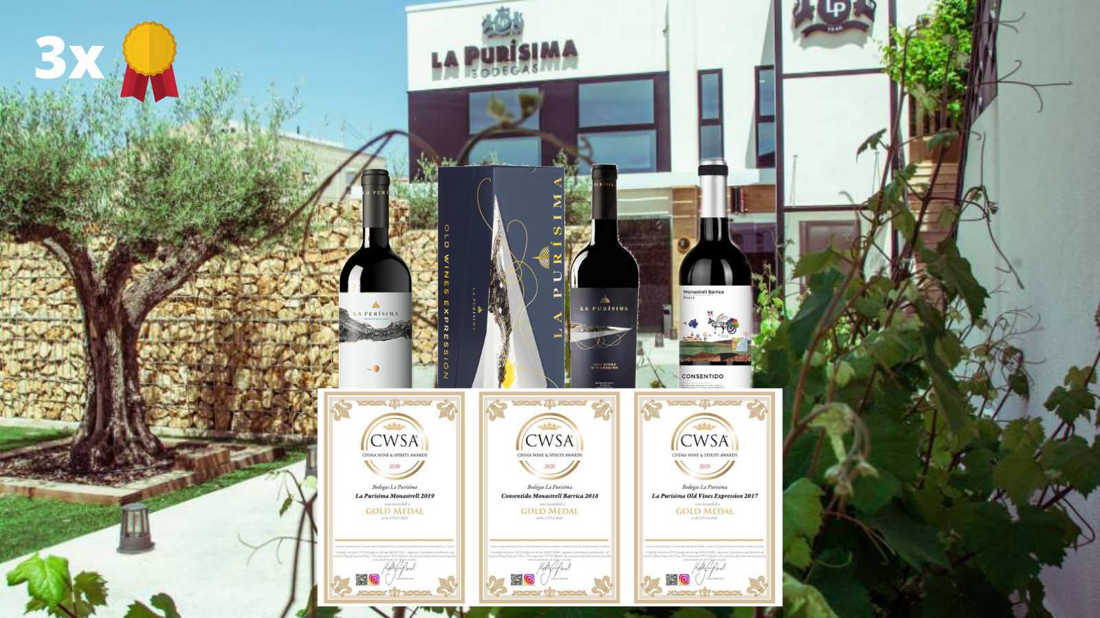 Bodegas la Purísima obtiene 3 medallas de oro en CWSA, China Wine & Spirits Awards