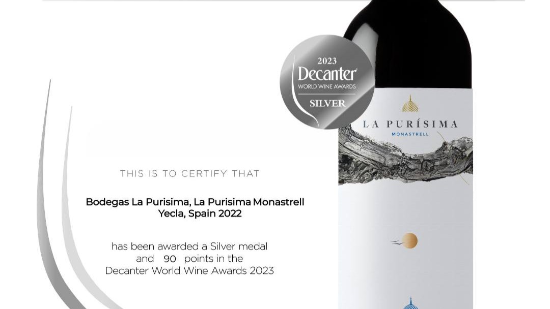 Purísima Monastrell 2022 obtiene medalla de plata en famoso concurso Decanter World Wine Awards